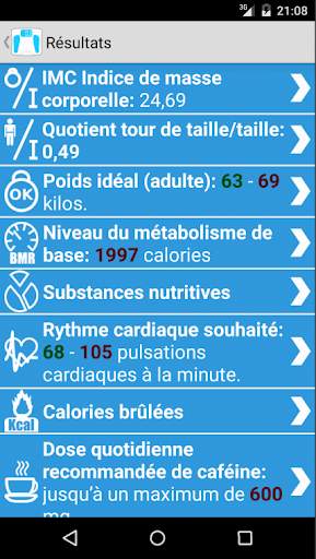 Calculateur de santé screenshot 2