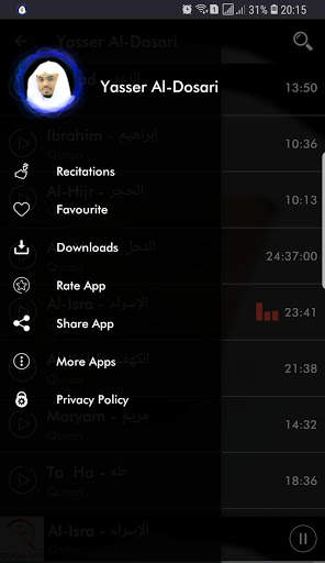 Quran MP3 Yasser Al-Dosari screenshot 3