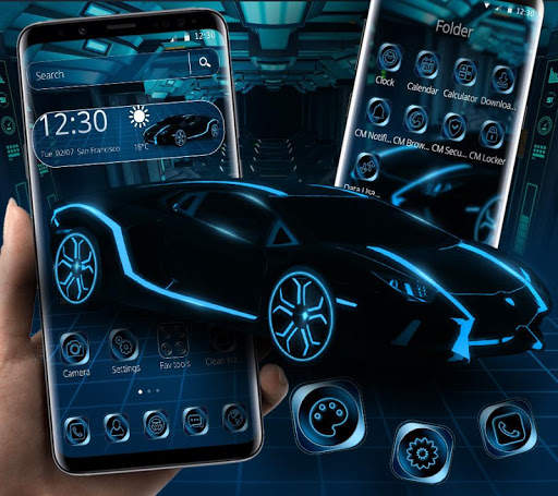 Neon Black Racing Car Theme screenshot 3