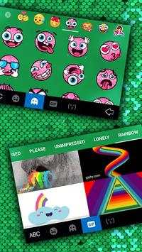 ثيم لوحة المفاتيح Sequin Pink Green Flip screenshot 4