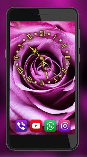 Roses Purple Clock Live Wallpaper screenshot 4
