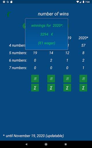 Keno FR combination statistics screenshot 10