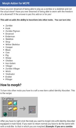 Morph Addon for Minecraft PE screenshot 3