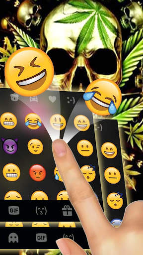 Gold Weed Skull Klavye Teması screenshot 3