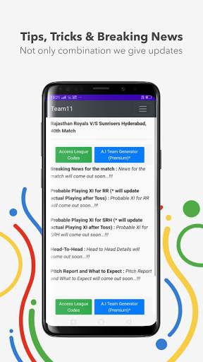 Team11 - A.I Team Builder for Cricket Fantasy Apps screenshot 7