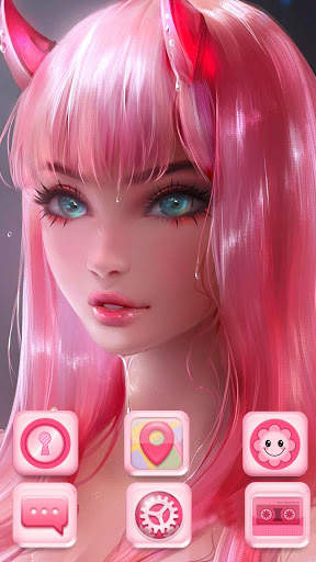 Anime Pink Devil Girl Theme screenshot 1