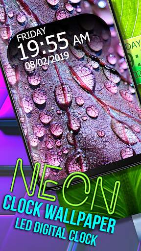 Neon Clock Wallpaper - Led Digital Clock screenshot 1