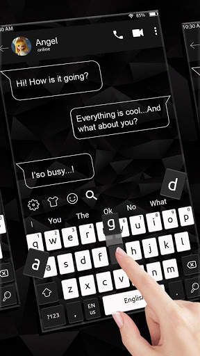 Black White SMS Keyboard Theme screenshot 2