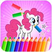 Coloring pony unicorn game logo