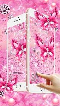 Pink Glitter Diamond Butterfly Theme screenshot 5