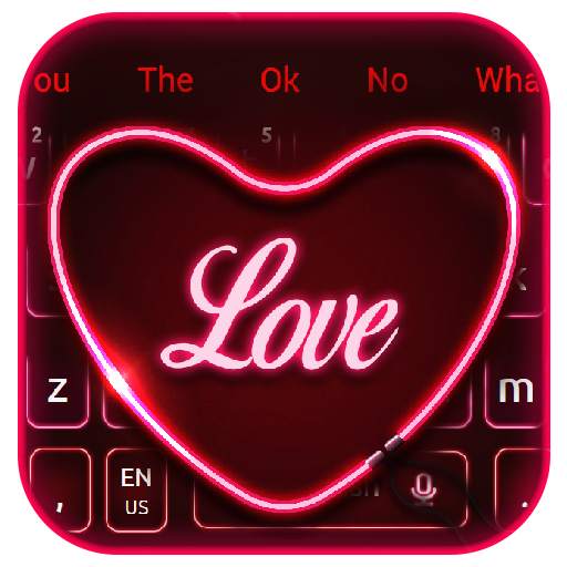 Neon Love Heart Keyboard Theme 10001001