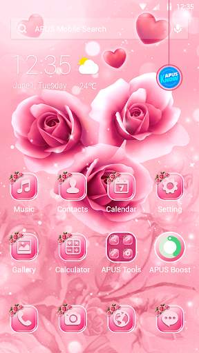 Pink Rose APUS Launcher theme screenshot 1