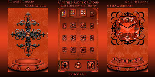 Orange Gothic Cross 3D Next Launcher theme screenshot 1