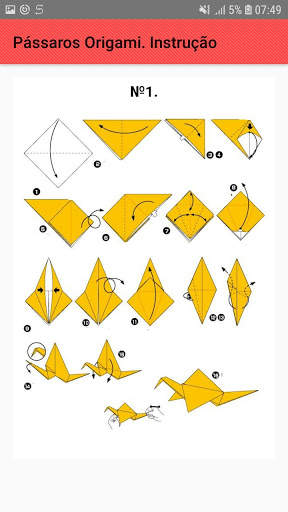 Pássaros de origami. Esquemas, instruções screenshot 2