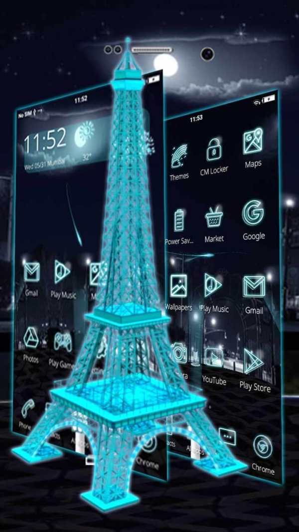 Neon Eiffel Tower 3D Launcher screenshot 1