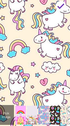 Unicorn Cute Pink Girly Black Theme Screen Lock screenshot 3