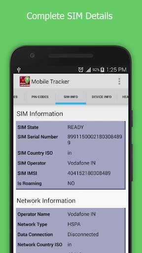 Sim Details and Device Details screenshot 3