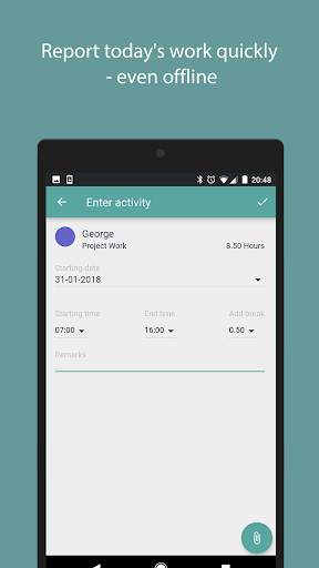 Intempus time registration screenshot 2