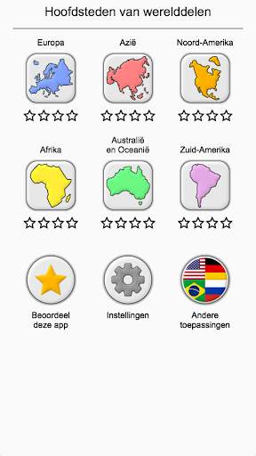 Hoofdsteden van alle continenten Geografische test screenshot 5