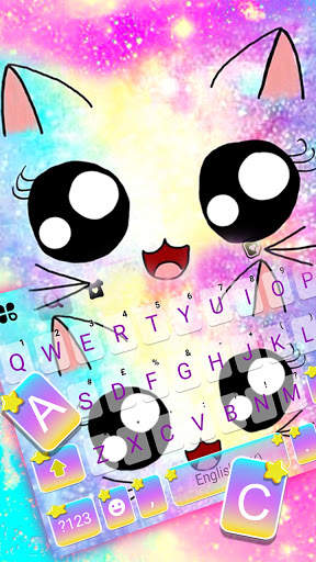 Cute Galaxy Cat Keyboard Background screenshot 2