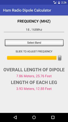 Ham Radio HF Dipole Calculator screenshot 2