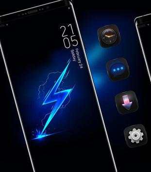 Cool tech dark blue neon lightning theme screenshot 1