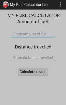 My Fuel Calculator Lite screenshot 1