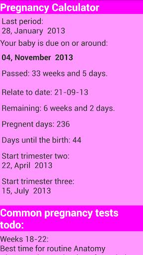 Pregnancy calculator screenshot 2