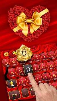 Gold  Rose Heart Keyboard Theme screenshot 1