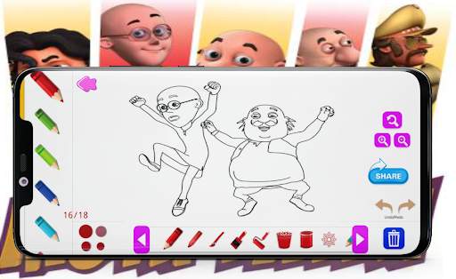 Motu Drawing or Coloring Game-Patlu Sketching Game screenshot 1