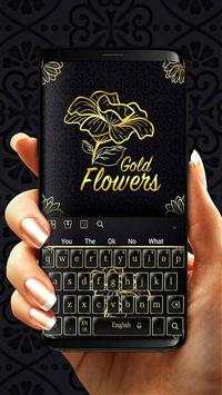 Gold Flowers Black Keyboard screenshot 2
