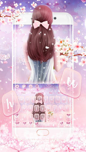Cute Pink Princess Girl Keyboard Theme screenshot 1