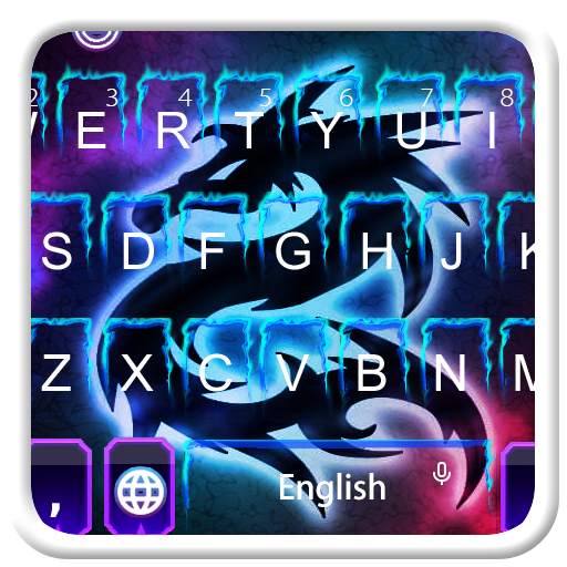 Blue Neon Dragon Keyboard 10001003
