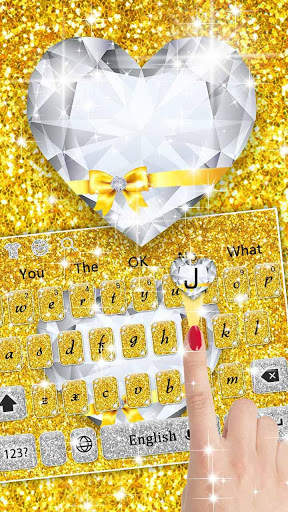Shiny Gold Heart Diamond Keyboard 2 تصوير الشاشة