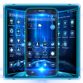 Neon Mavi neon geleceğin teknoloji teması icon