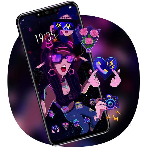 Dark Colorful Neon Club Songstress redmi 6A Theme 2.0.1