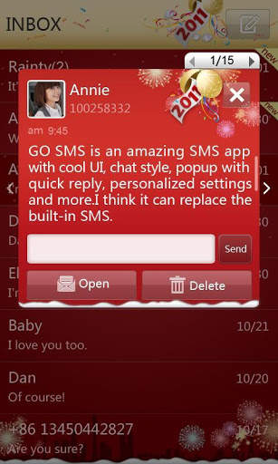 GO SMS Pro New Year - Red screenshot 2