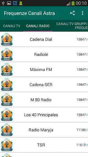 Frequenze di Canali ASTRA screenshot 2