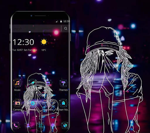 Neon Sad Girl Theme скриншот 3