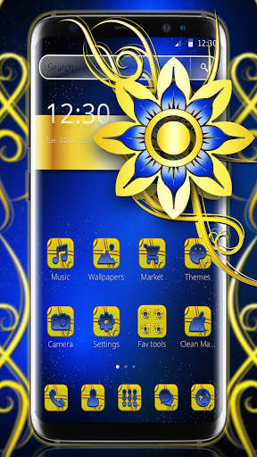 Blue Gold Classy Flower Theme screenshot 1