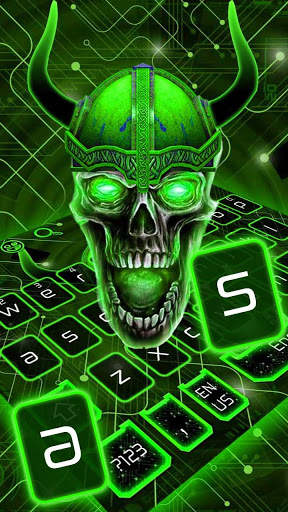 Green Tech Metallic Skull Theme screenshot 1