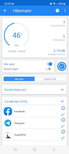 Hibernator: Force Stop Apps screenshot 1