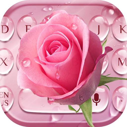 Pink Rose Water Drop Keyboard 10001002