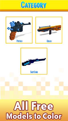 Guns 3D Color by Number - Weapons Voxel Coloring screenshot 1