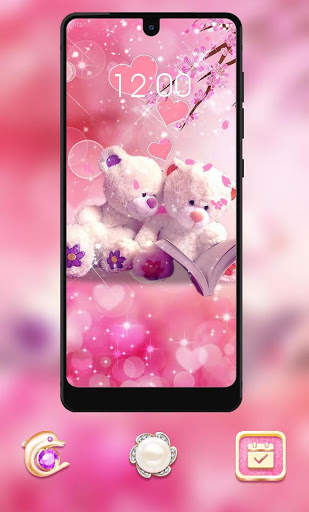 Cute theme Pink couple bear screenshot 2