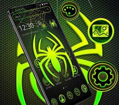 Green Neon Black Spider Theme 🕷️ screenshot 1