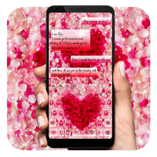 Pink Flower Heart Keyboard 10001004