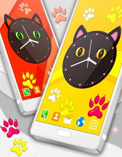 Kitty Clock Wallpaper 😻 Cute Cat Live Wallpapers screenshot 2