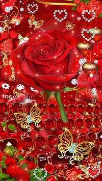 Red Rose Gold Butterfly Keyboard Theme स्क्रीनशॉट 1