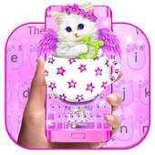 Lovely Pink Kitty Cat Keyboard Theme on 9Apps